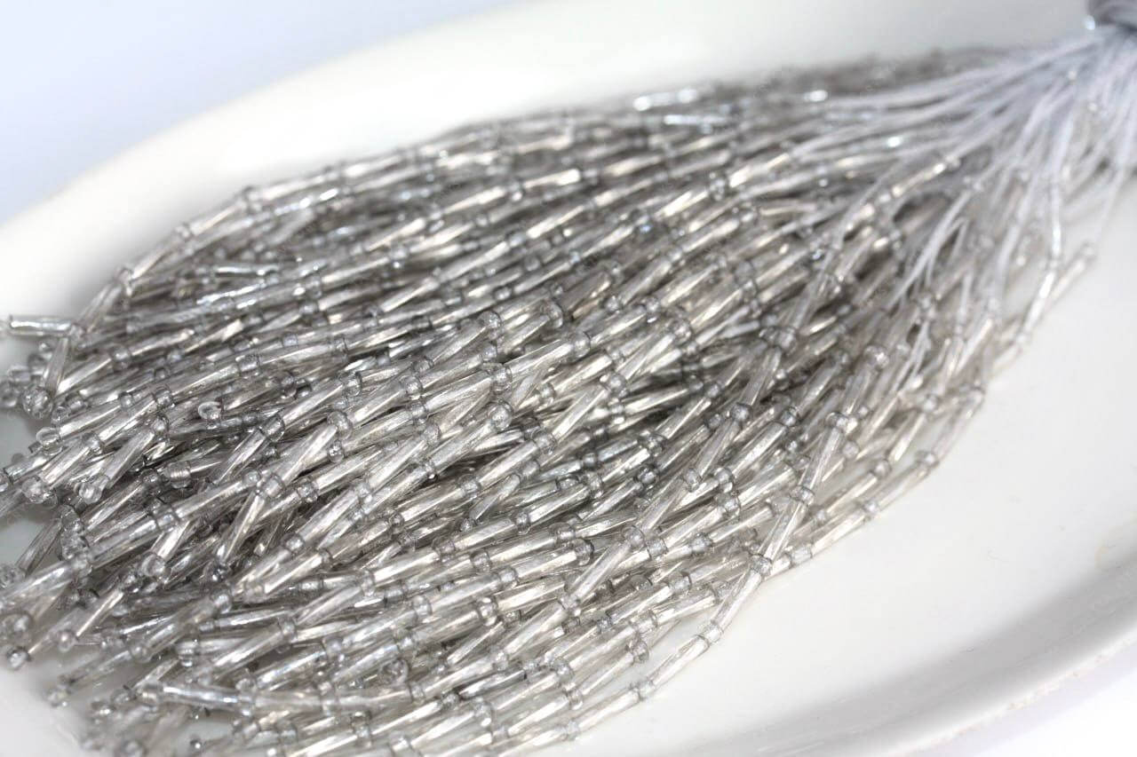 SALE -20% Пучки стеклярусу Silver 6mm кручений